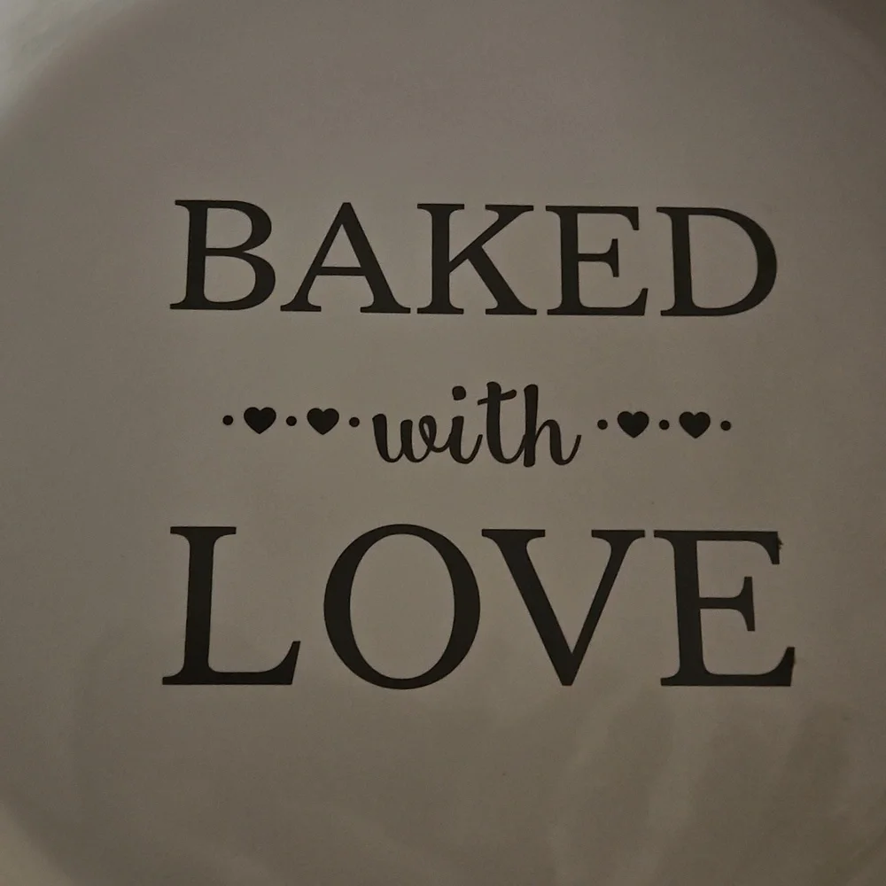 White Ceramic Pie Dish says Baked with Love